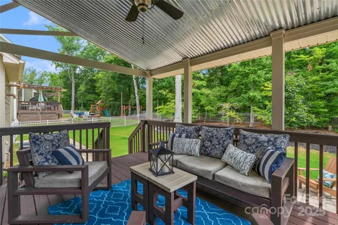 a view of a patio on the roof deck