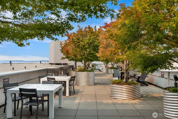 a view of a chairs and table in the terrace