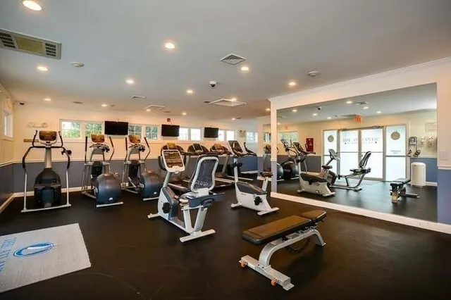 a view of a room with gym equipment