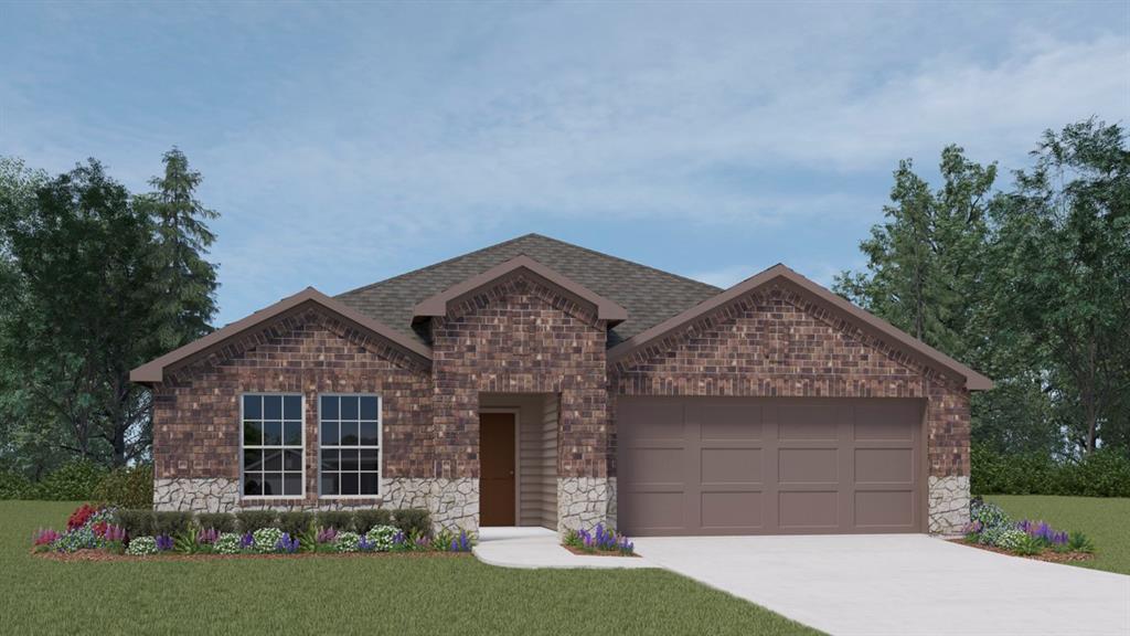 1667 Mantle Road Crandall, TX 75114 - Photo 1 of 20 Contemporary single-story residence with a brick and stone facade