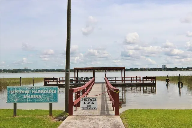 a view of a lake with a terrace