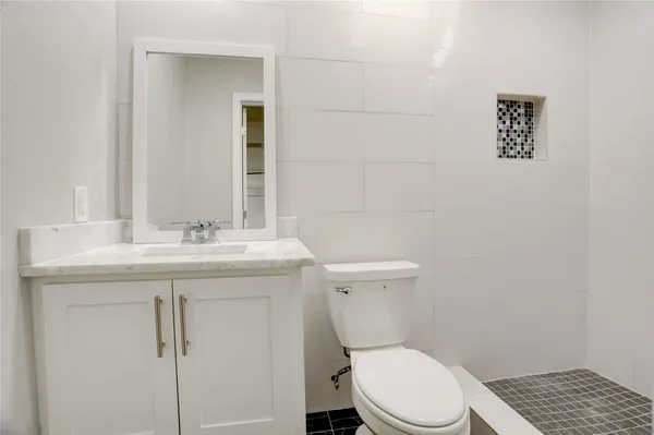 a bathroom with a toilet a sink and mirror