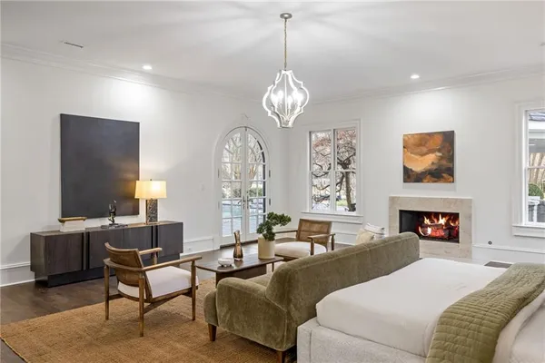 a view of a park with swings and slides