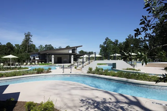 a view of a large building with a door