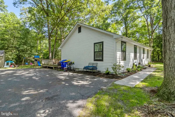 a view of a backyard with a tree