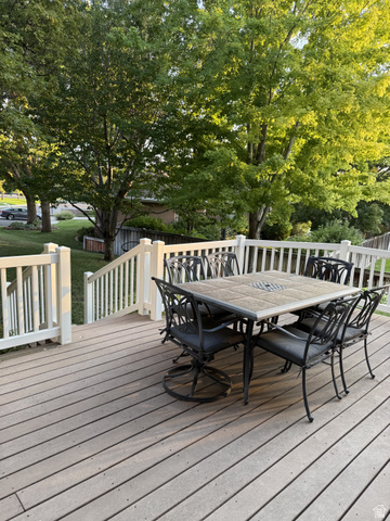 2388 East 850 South Springville, UT 84663 - Photo 10 of 24 Expansive outdoor deck with composite decking and white railing, featuring a multi-level design