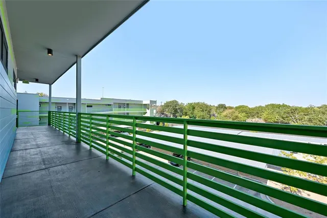 a view of a bench in the roof deck