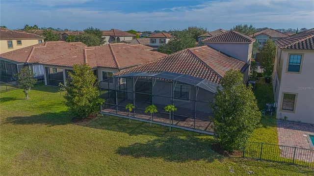 an aerial view of a house