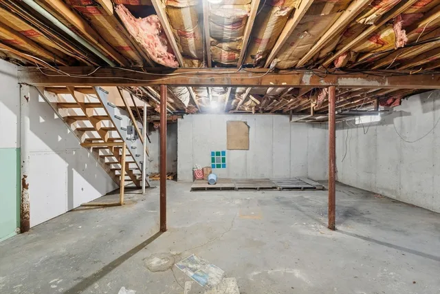 a view of a storage room with racks
