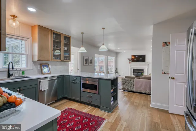 a view of a hallway with a wooden door