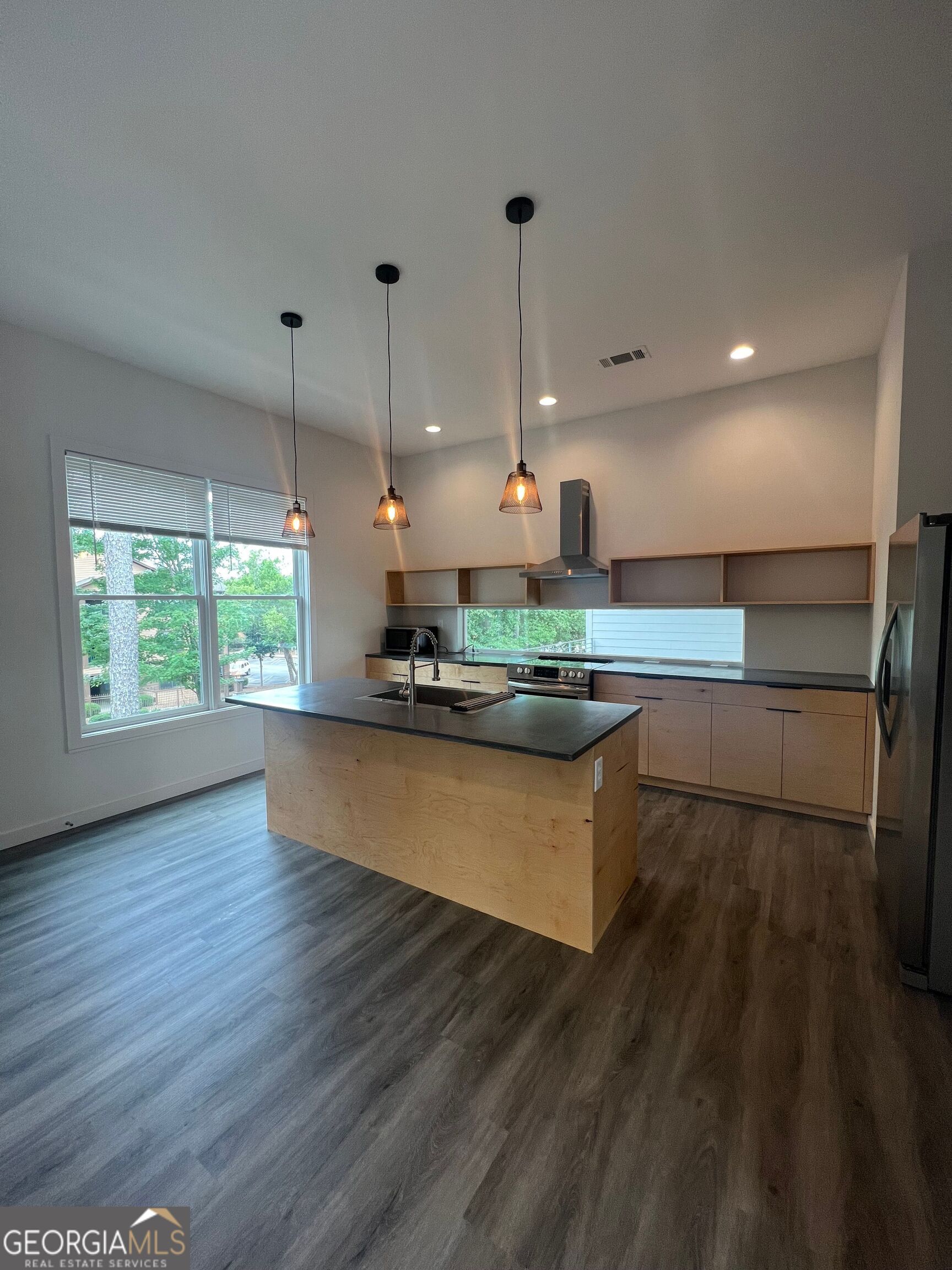 217 North Avenue Athens, GA 30601 - Photo 3 of 10 a view of kitchen with stainless steel appliances wooden floor window and wooden floor