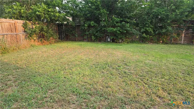 a view of a yard with a tree