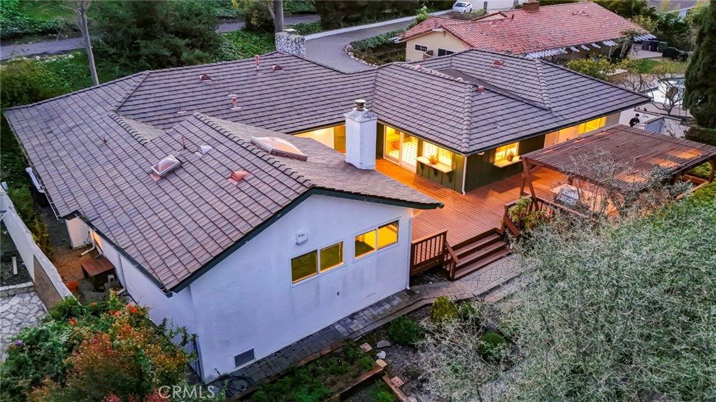 5205 Middlecrest Road Rancho Palos Verdes, CA 90275 - Photo 30 of 36 a aerial view of a house with swimming pool and garden