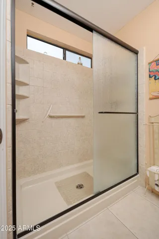 a bathroom with a bathtub