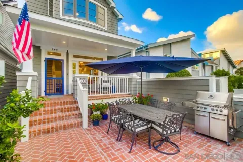 a view of a chairs and table in patio