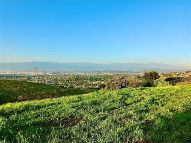 a view of a field with an ocean