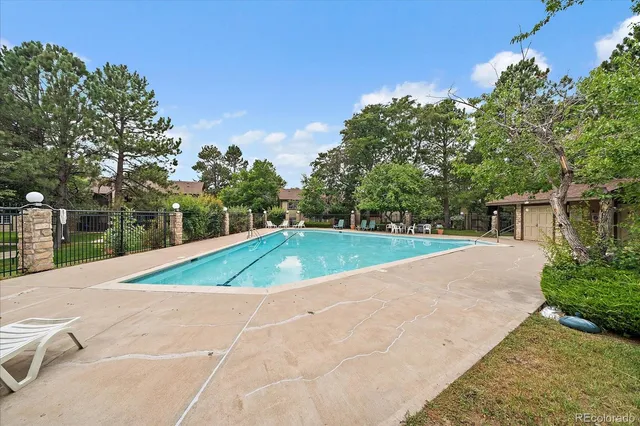 a view of a garden with a slide