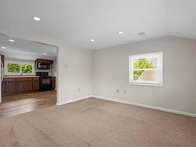 an empty room with windows