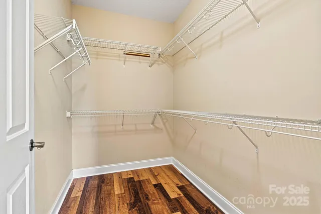 a view of a room with racks on the wall