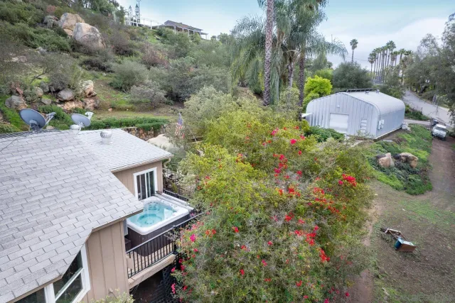 an aerial view of a house