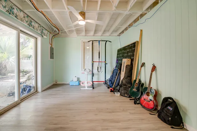 a view of a room with gym equipment