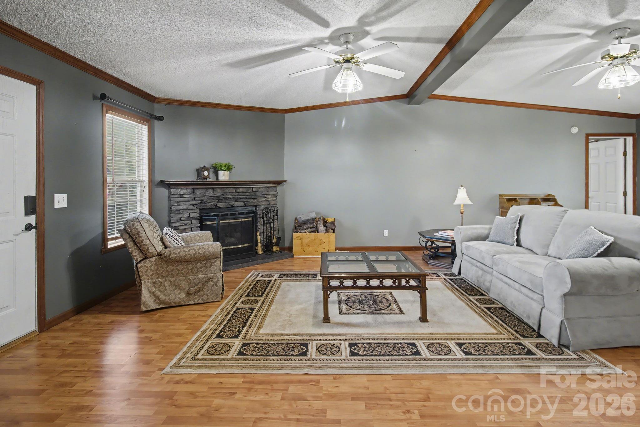 74 Chambers Road Weaverville, NC 28787 - Photo 12 of 43 a living room with furniture a fireplace and a flat screen tv