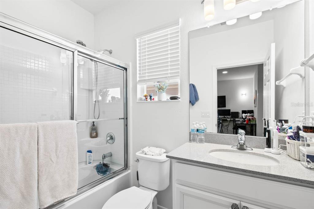 6262 Goldcoast Avenue Apollo Beach, FL 33572 - Photo 18 of 65 a bathroom with a sink a toilet a mirror and shower