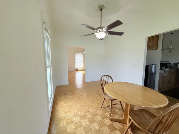 a view of a livingroom with a window
