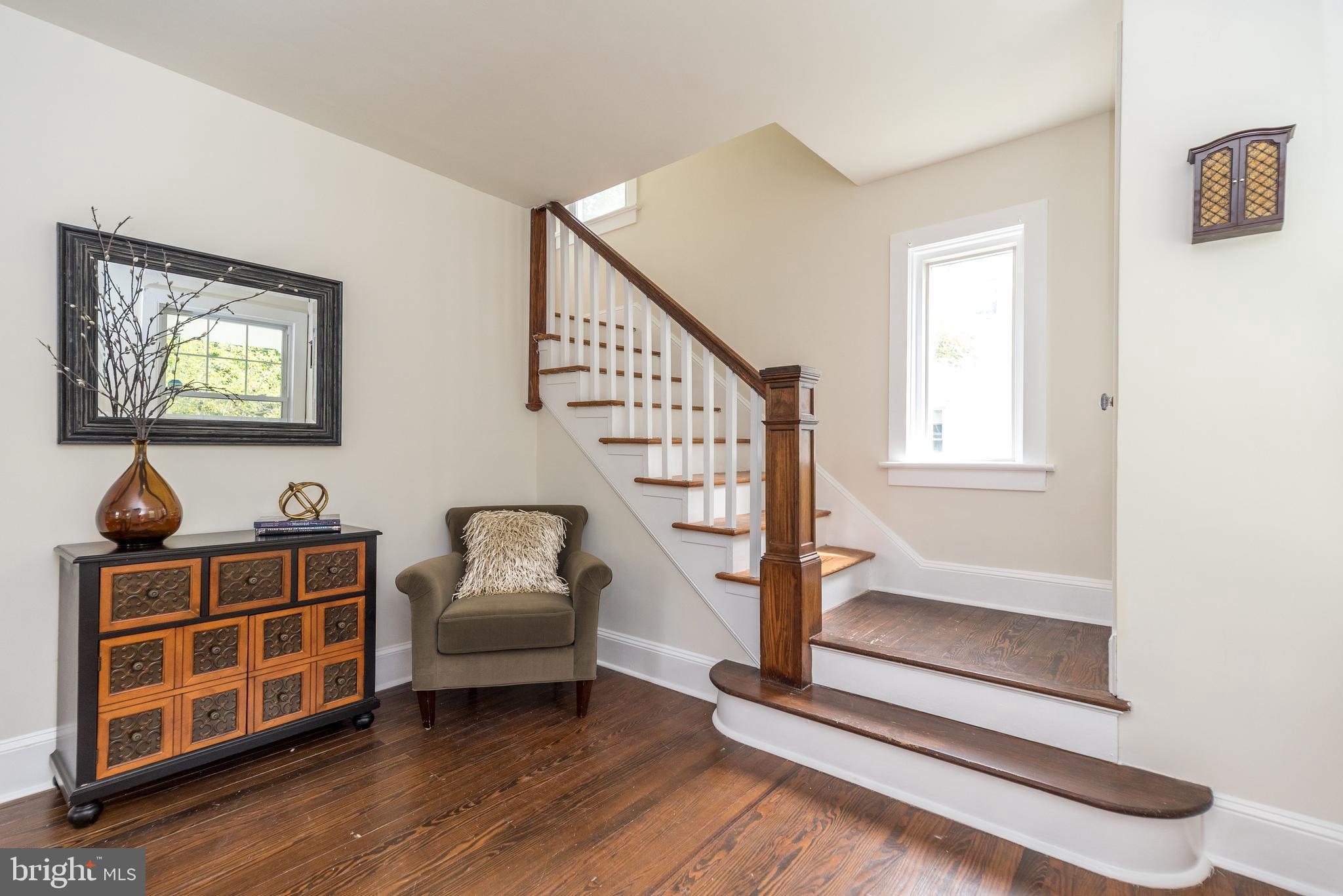 Living room to beautiful staircase