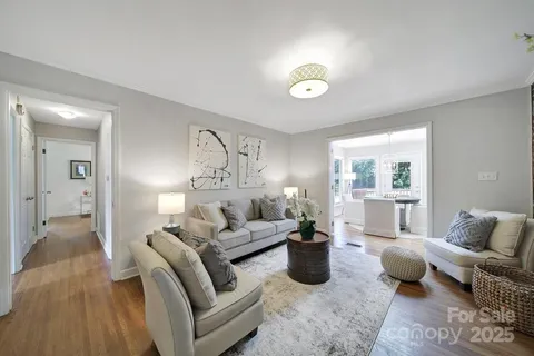 a living room with furniture rug and window
