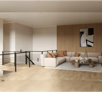 a living room with furniture