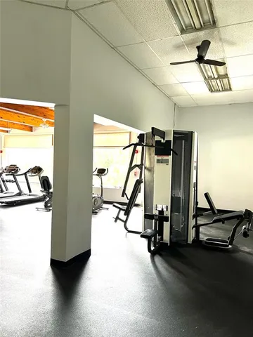 a view of a room with gym equipment