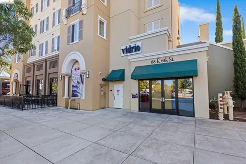 a view of a building with retail shop