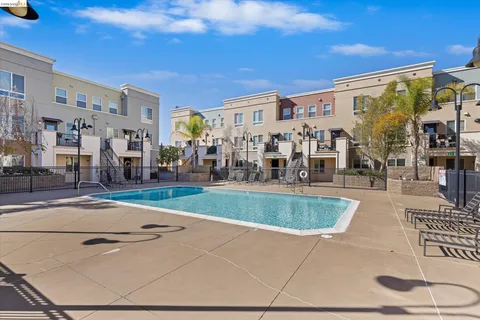 a view of a building with a street