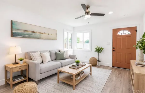 a living room with furniture
