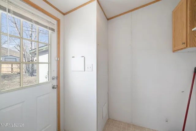 a view of garage and yard