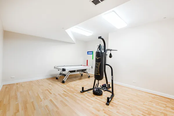 a view of a room with gym equipment