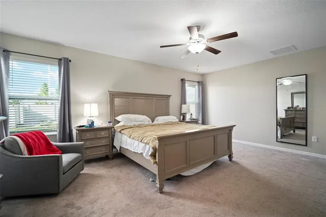 a bed room with a bed and a couch