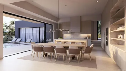 a dining table with chairs and window