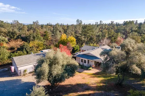 an aerial view of a house