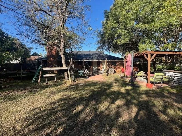 a view of a lounge chairs in the patio
