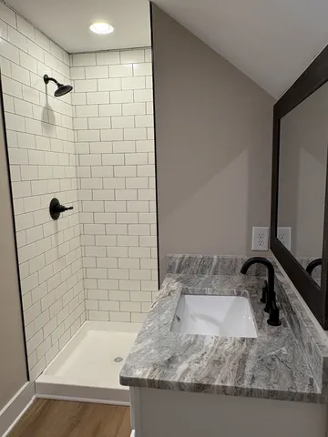 a swimming pool with a trees in the background