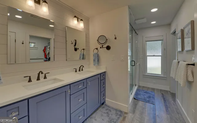 a living room with furniture and a rug