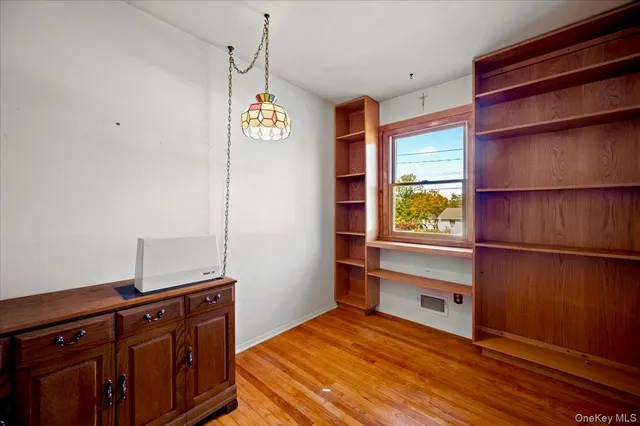 a view of a kitchen with furniture and window