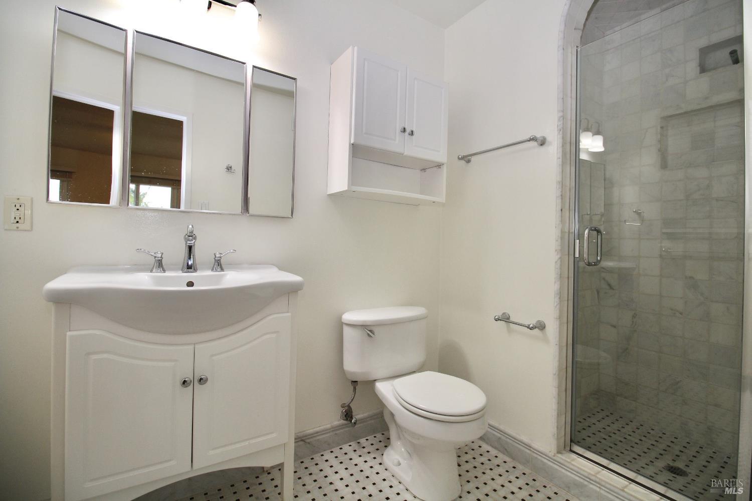 599 Tamarack Drive San Rafael, CA 94903 - Photo 15 of 20 a bathroom with a sink toilet and shower