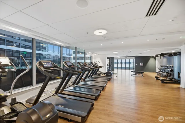 a view of a room with gym equipment