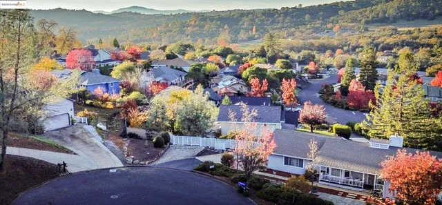 an aerial view of waterside residential houses