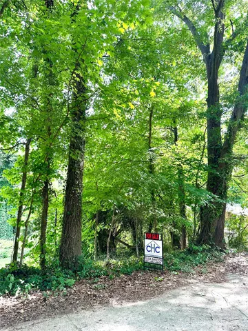 a green field with trees in the background