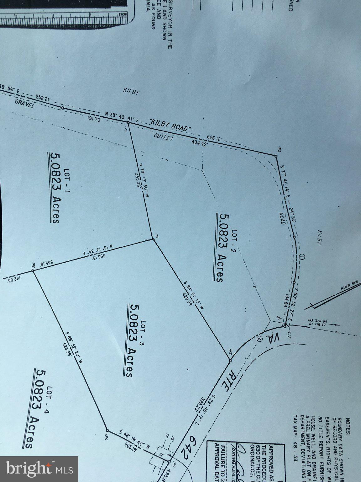 8424 Kilby Road Culpeper, VA 22701 - Photo 15 of 15 Property survey map with lot details.