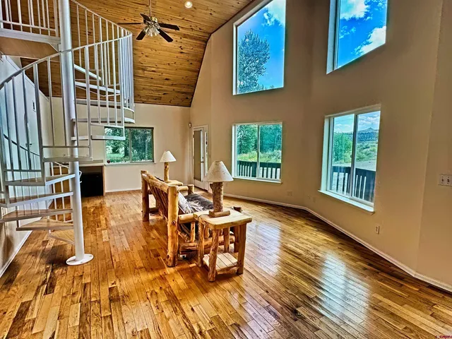 a view of outdoor space with deck and wooden floor